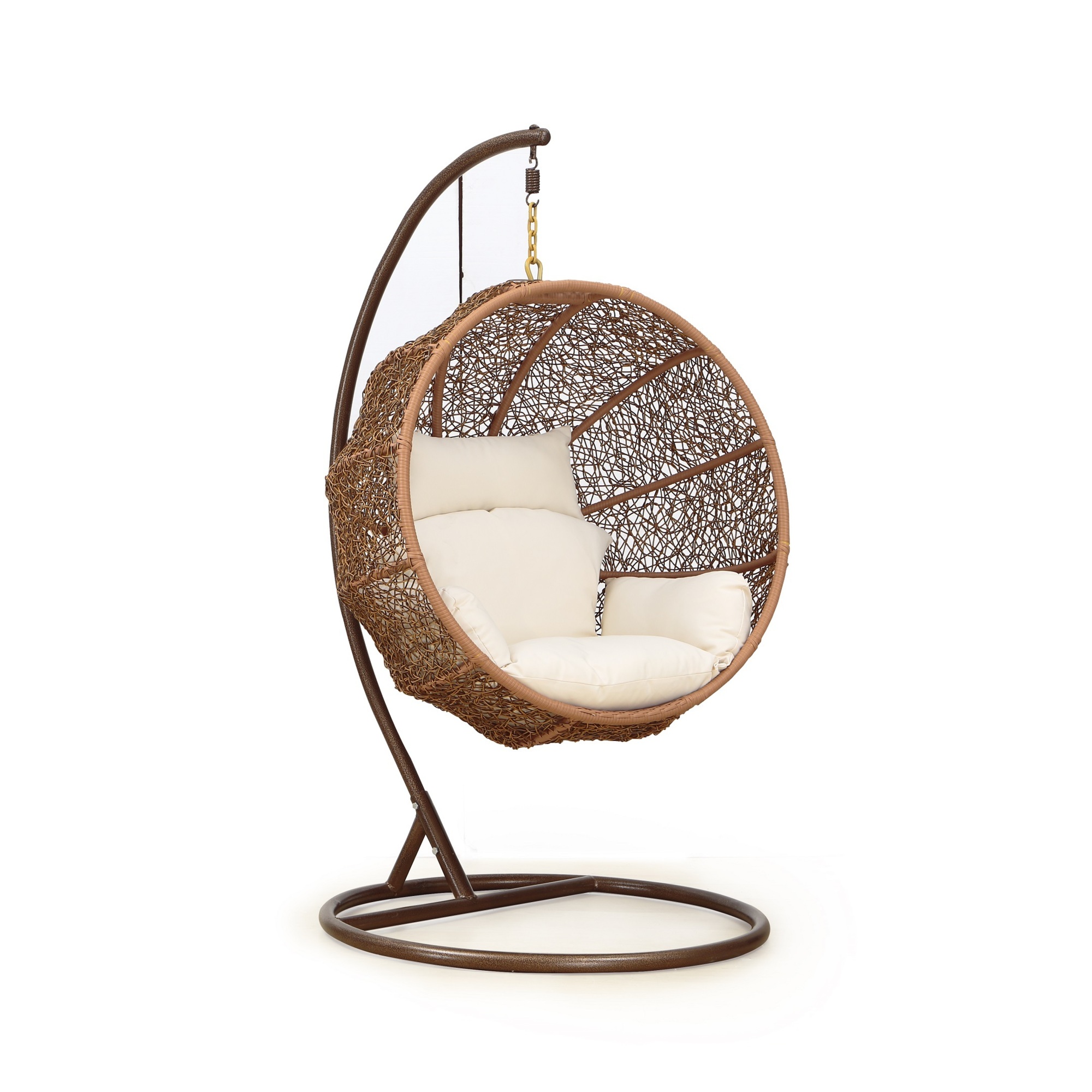Manhattan Comfort, Zolo Metal Rattan Hanging Egg Patio Swing Cream, Primary Color Cream, Material Metal, Width 41.3 in, Model# OD-HC001